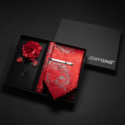 Valentines Gifts For Him Paisley Silk Tie Set With Cufflinks