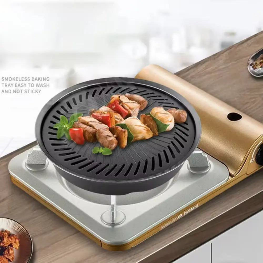 Smokeless Stovetop Grill Indoor Bbq, Stainless Steel With Double Coated Non Stick Surface