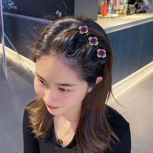 Sparkling Crystal Stone Braided Hair Clips