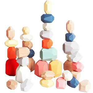 Wooden Balancing Stacking Stones Toy - 36-Piece Set