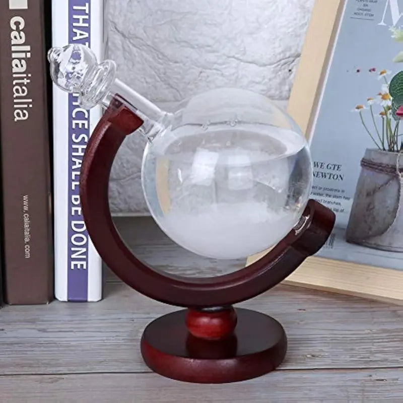 Storm Glass Weather Predicting Forecast Bottle Crystal Desktop Barometer With Wooden Base