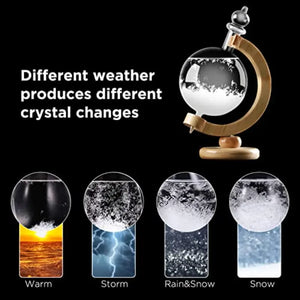 Storm Glass Weather Predicting Forecast Bottle Crystal Desktop Barometer With Wooden Base