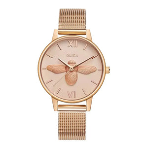 Stylish 3D Bee Women Quartz Watches Stainless Steel Mesh Band