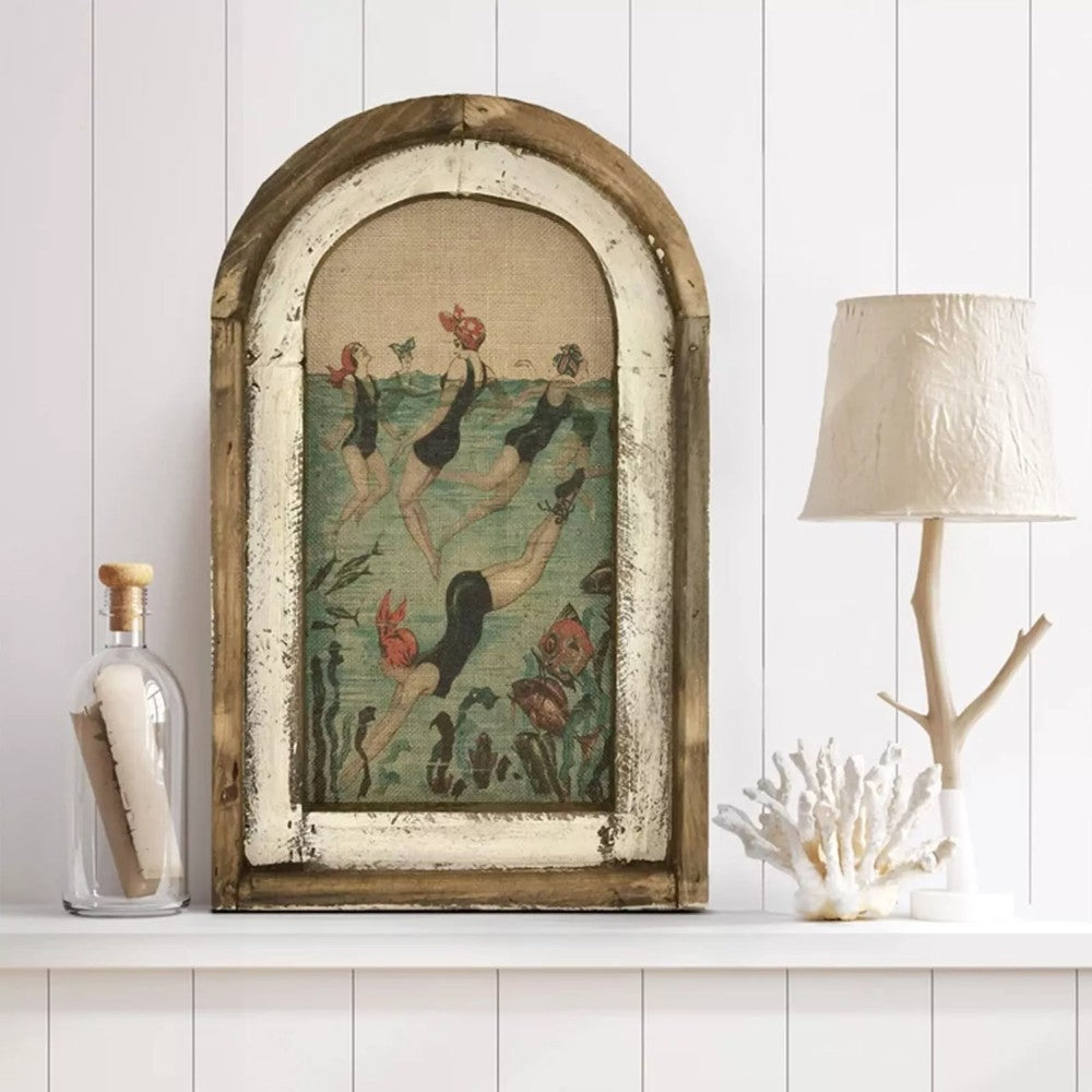 Swimming Wall Art Wooden Decoration With Retro Style