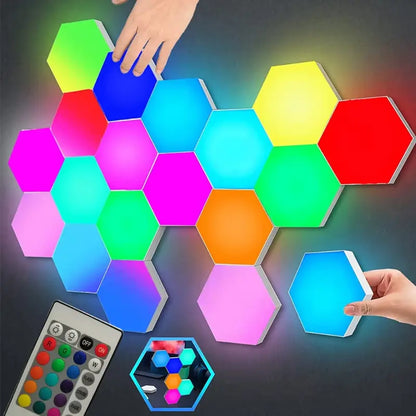 Hexagon Shaped RGB Tap Touch LED Lights (Pack 3) 8142332362952-al