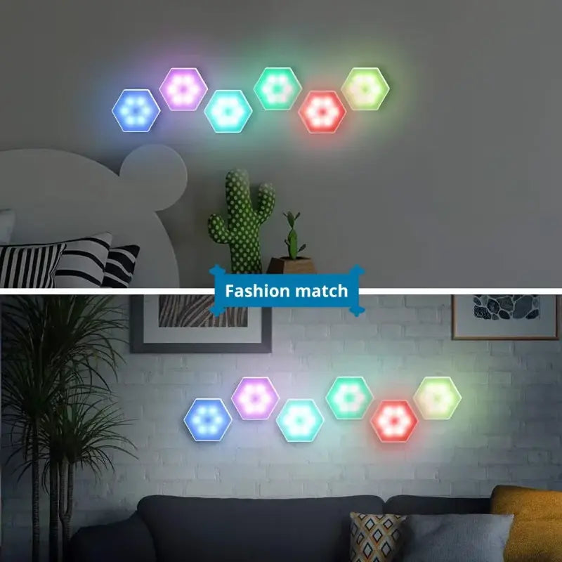Hexagon Shaped RGB Tap Touch LED Lights (Pack 3) 8142332362952-al