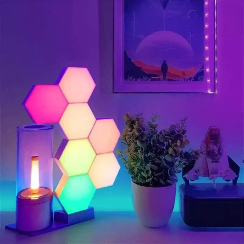 Hexagon Shaped RGB Tap Touch LED Lights (Pack 3) 8142332362952-al