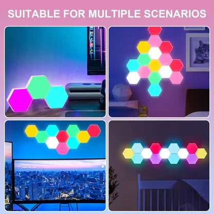 Hexagon Shaped RGB Tap Touch LED Lights (Pack 3) 8142332362952-al
