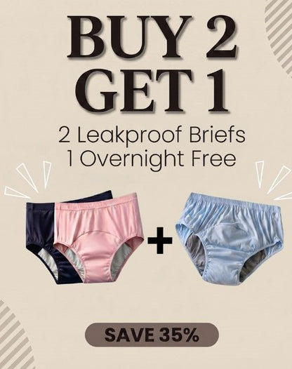 Day & Night Leakproof Briefs (2 + 1 Overnight Free)