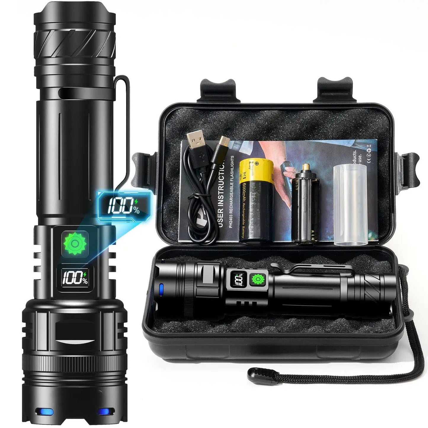 5000 Lumen Tactical Flashlight - World's Brightest High-Powered Torch 9811975700801-1