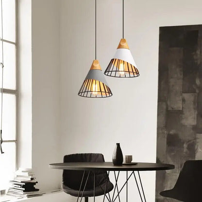 Modern Led Pendant Lamp Iron Wood Lighting Fixture 9957100421466-1