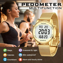 Waterproof Digital Pedometer Watch for Women Step & Calorie Tracker 36mm