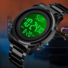 Waterproof Digital Sports Watch for Men Stainless Steel