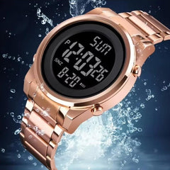 Waterproof Digital Sports Watch for Men Stainless Steel