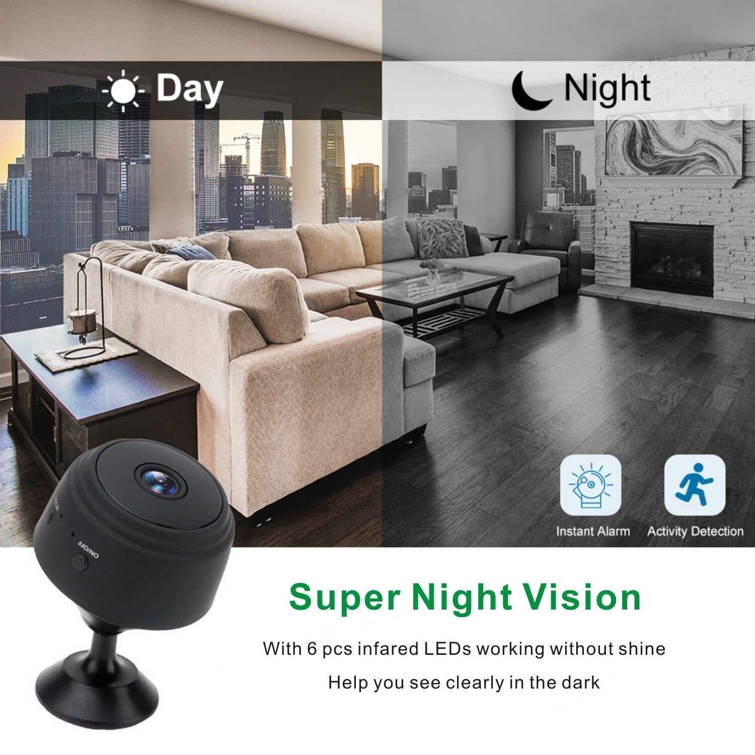 Mini 1080P WiFi Camera with Night Vision & Motion Detection