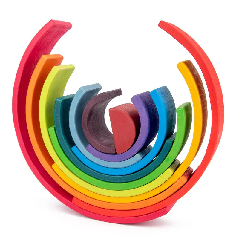 Wooden Rainbow Puzzle – Montessori-Inspired Educational Toy For Creative Play