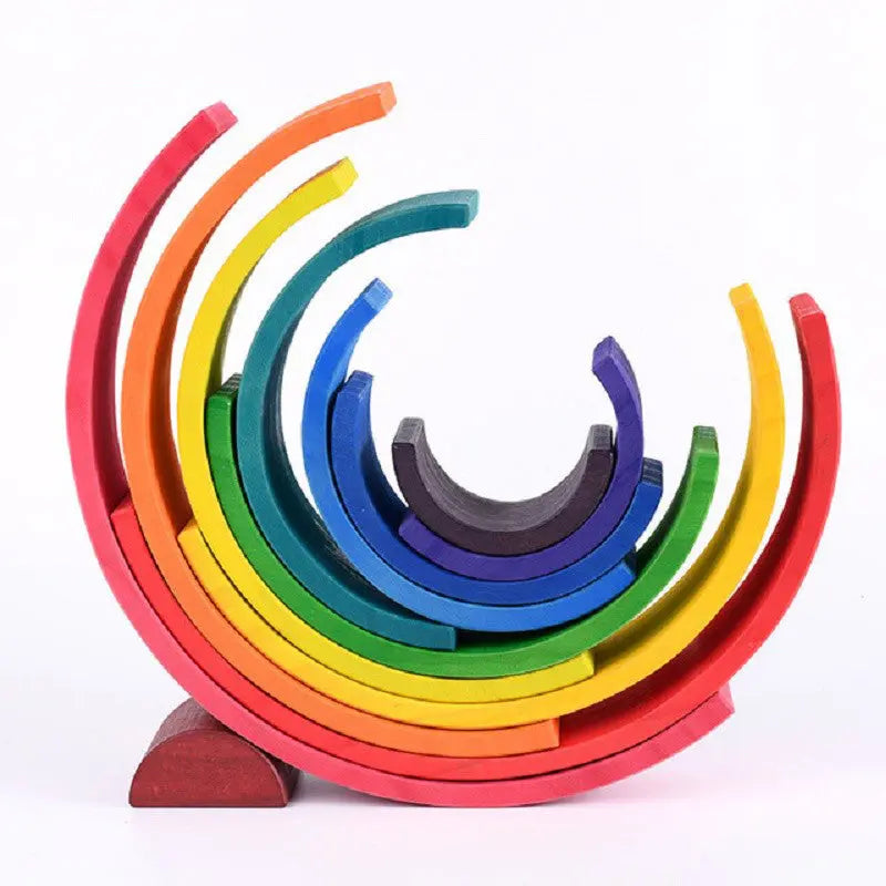 Wooden Rainbow Puzzle – Montessori-Inspired Educational Toy For Creative Play