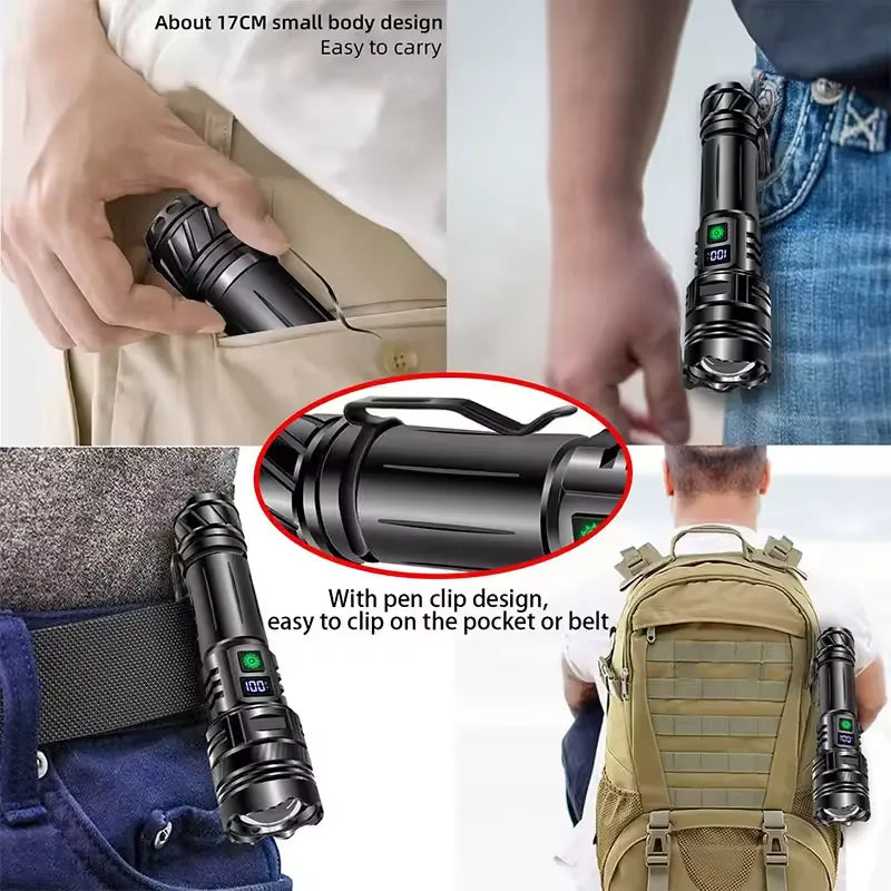 Super Bright USB Rechargeable Torch - Portable Long-Range LED Flashlight 264829