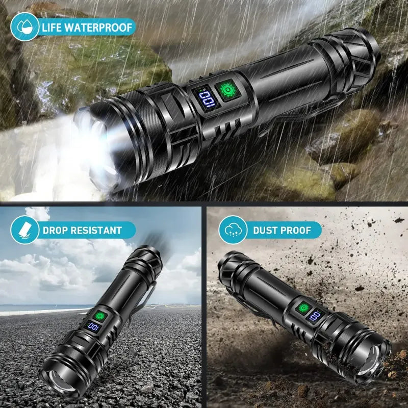 Super Bright USB Rechargeable Torch - Portable Long-Range LED Flashlight 264829