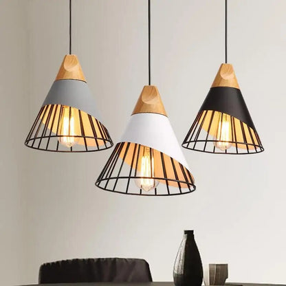 Modern Led Pendant Lamp Iron Wood Lighting Fixture 9957100421466-1