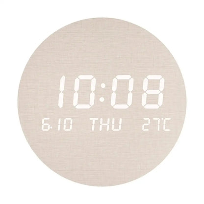 Led Wooden Wall Clock With Temperature Display, Silent Nordic Style 14815612272966-1