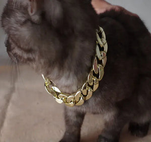 38 Cm Thugpet Thick Cuban Gold Chain Collar For Dogs And Cats