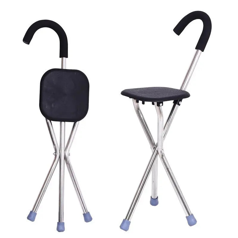 1Pc Folding Cane Seat Crutch Stool Adjustable Height Lightweight Portable 9537231159598-1