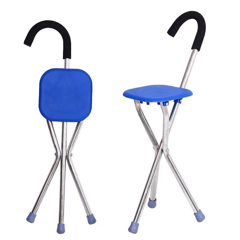 1Pc Folding Cane Seat Crutch Stool Adjustable Height Lightweight Portable 9537231159598-1