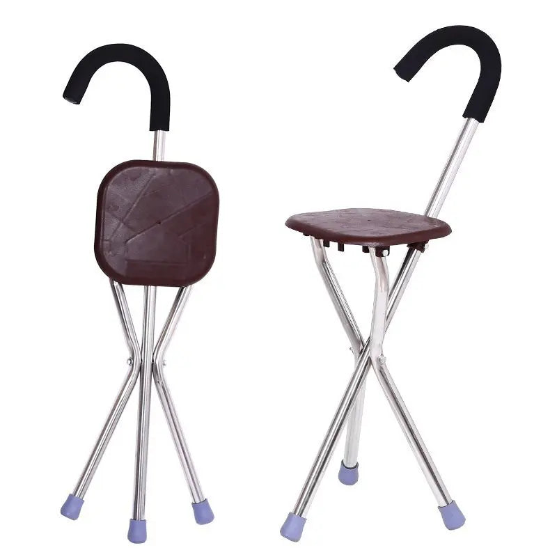 1Pc Folding Cane Seat Crutch Stool Adjustable Height Lightweight Portable 9537231159598-1
