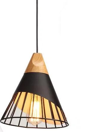 Modern Led Pendant Lamp Iron Wood Lighting Fixture 9957100421466-1