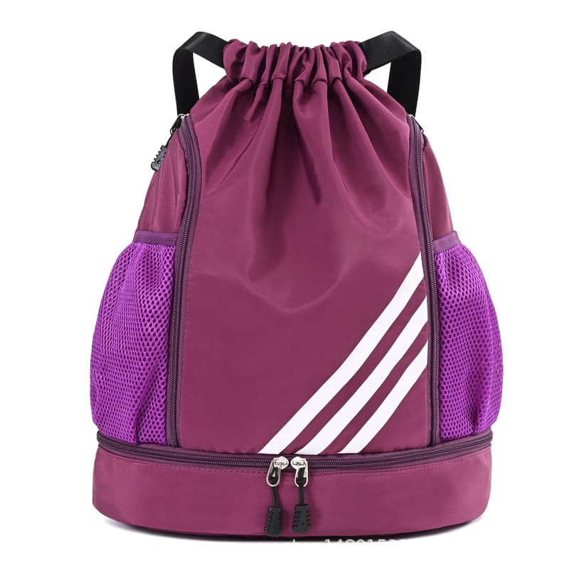 Waterproof Sports Drawstring Backpack Large Capacity Shoe Compartment Black 8512795148590-1