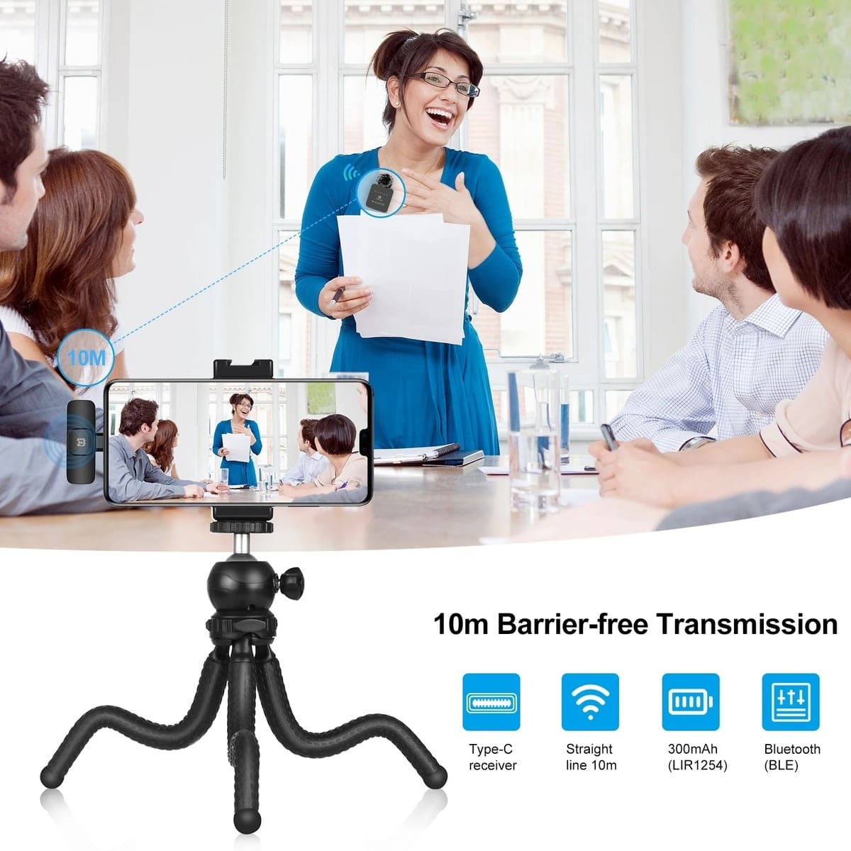 Noise Cancelling Bluetooth Wireless Microphone for Live Streaming and Video 1005006522020614-al