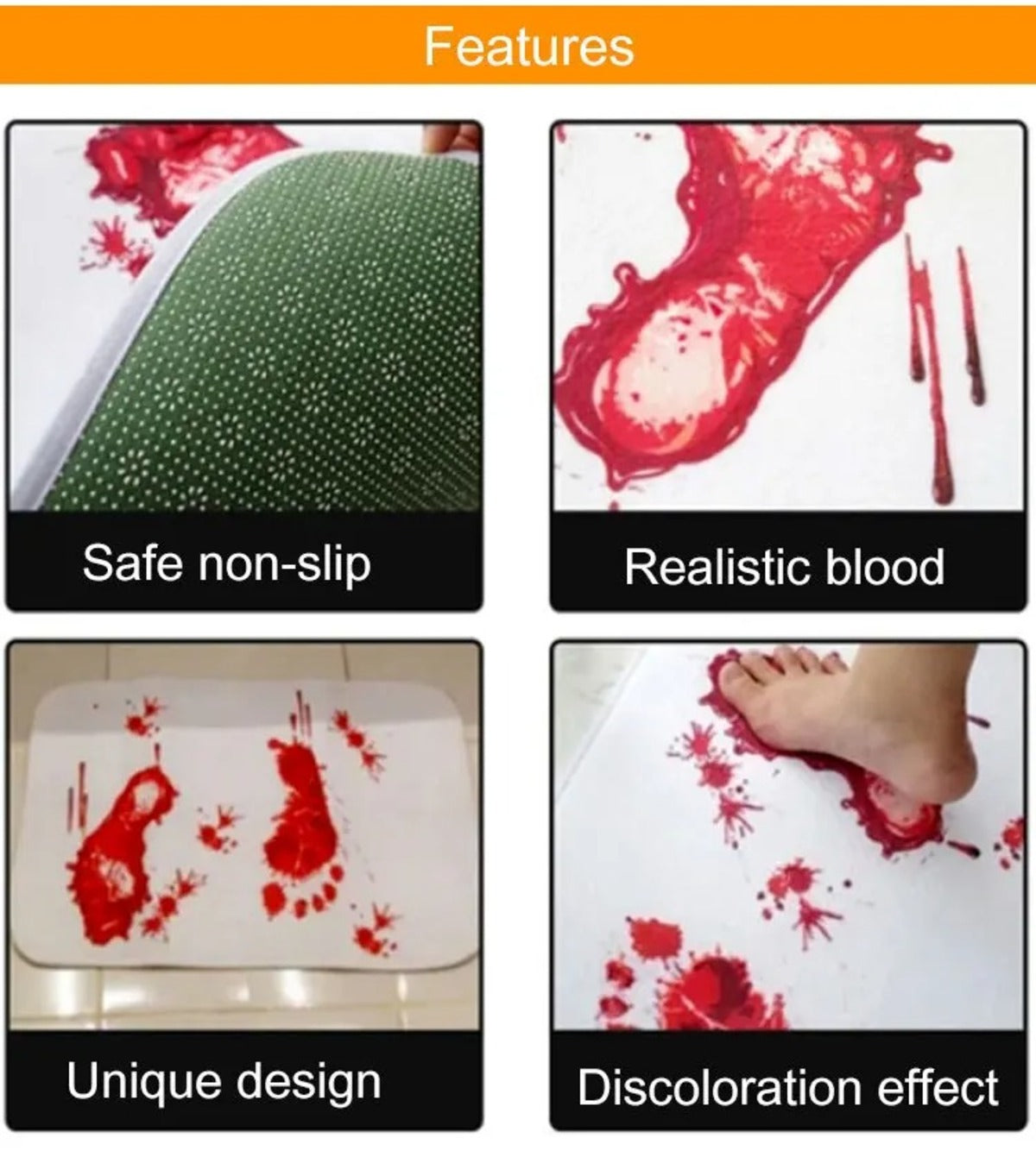 Color Changing Bloody Bath Mat for Halloween Bathroom Decor Scary Prank Rug 259303