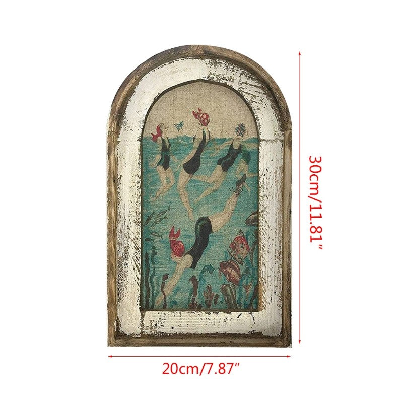 Swimming Wall Art Wooden Decoration With Retro Style