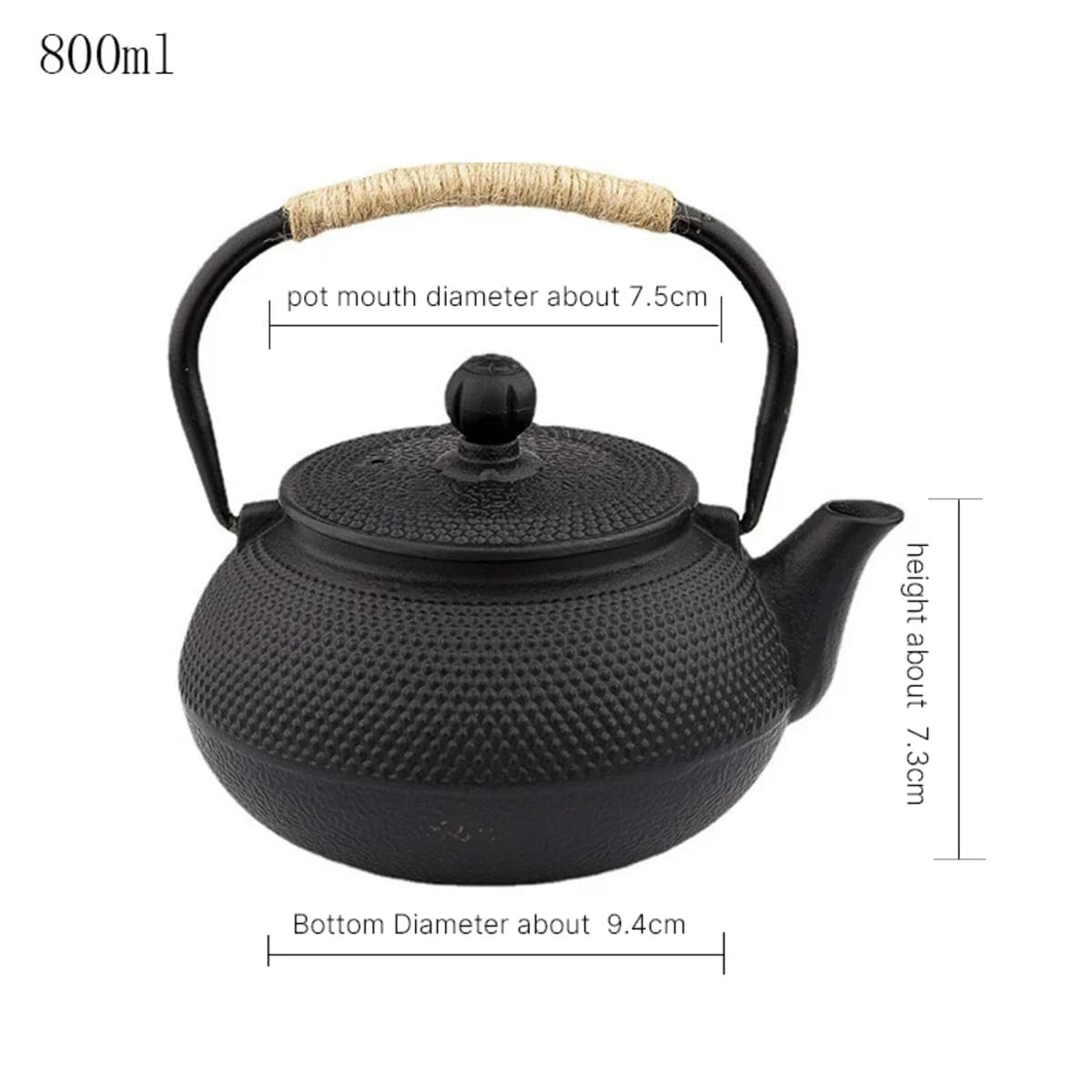 Japanese Cast Iron Teapot with Infuser - Heat Retaining (600/800/1200ml)