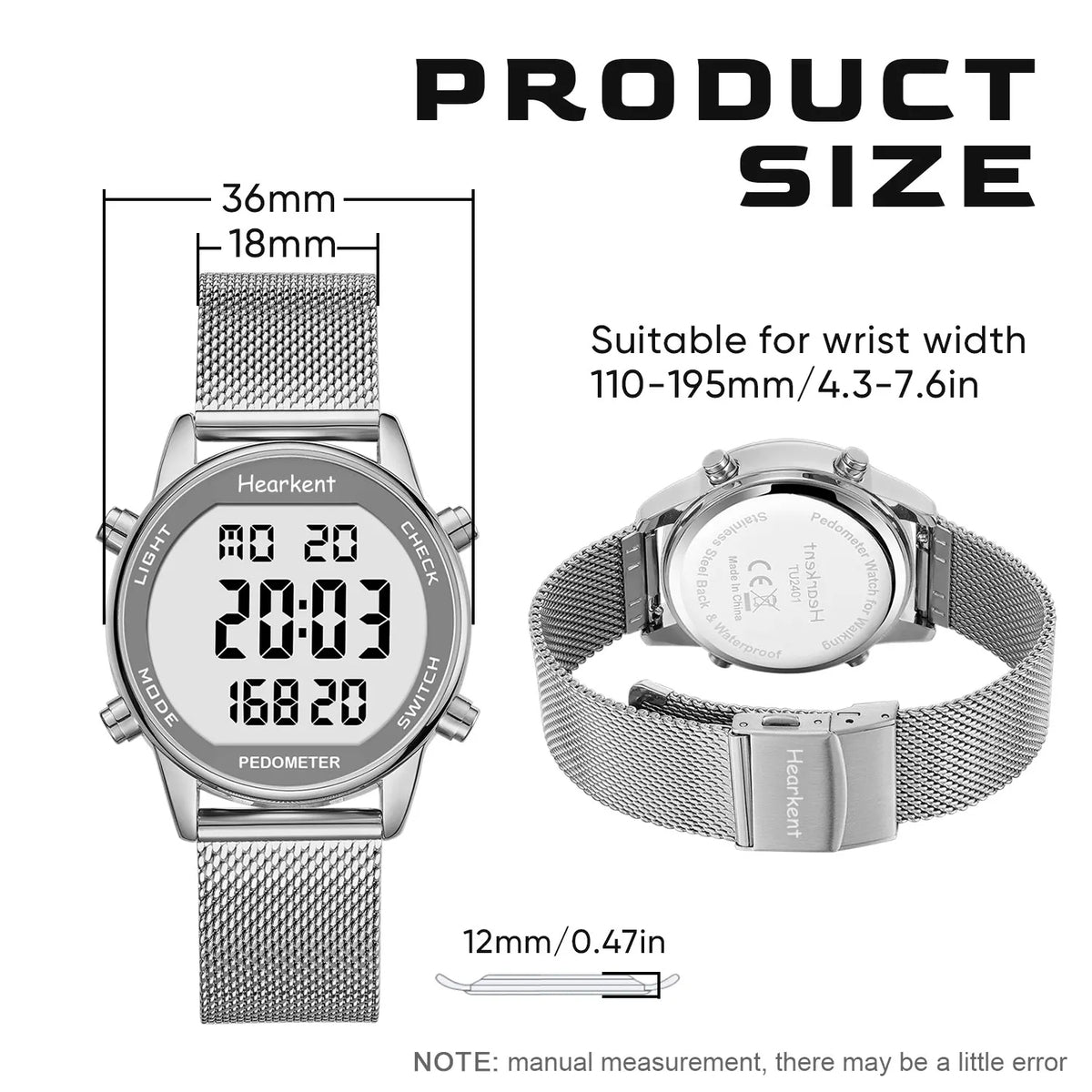 Calorie Tracker Women's Digital Watch – Pedometer, Waterproof Design