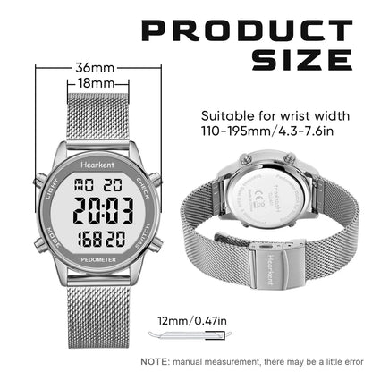 Calorie Tracker Women's Digital Watch – Pedometer, Waterproof Design