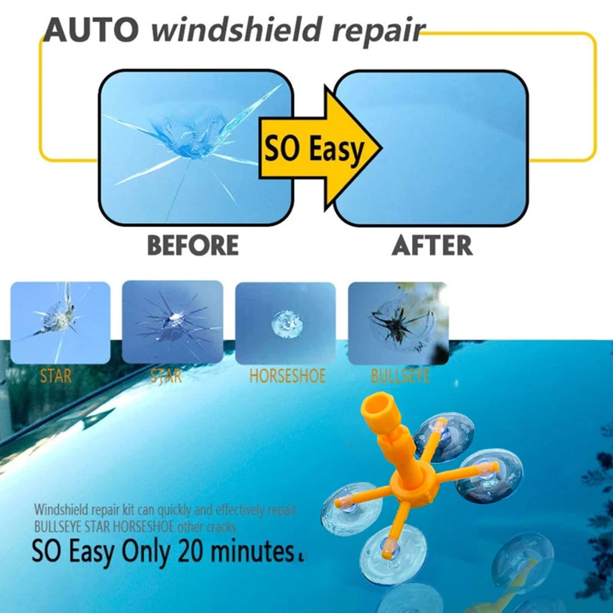 Professional Windshield Repair Kit for Car Windows – Quick Fix & DIY Home Use 249289