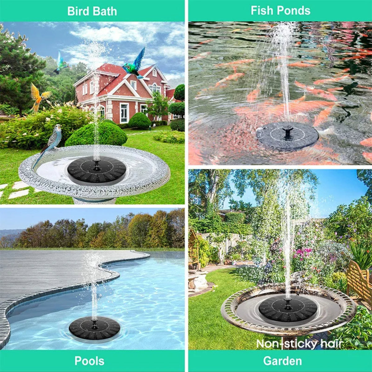 Floating Solar Powered Bird Bath Fountain - Mini, Cordless, Portable Design 260958