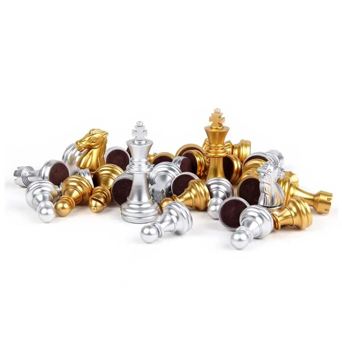 Portable Folding Magnetic Chess Set for Travel & Beginners - Metallic, Waterproof, Gold and Silver 32877153238-al