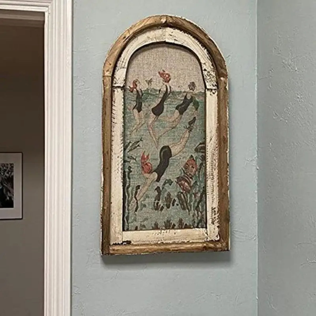 Vintage Bathroom Wall Art for Coastal Decor - Ocean Theme Swimmer Painting 1005008981635438-al