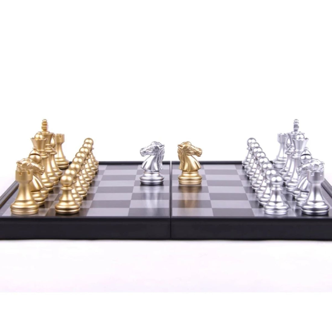 Portable Folding Magnetic Chess Set for Travel & Beginners - Metallic, Waterproof, Gold and Silver 32877153238-al
