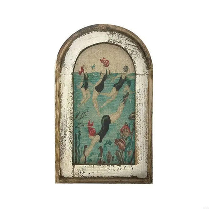 Vintage Bathroom Wall Art for Coastal Decor - Ocean Theme Swimmer Painting 1005008981635438-al