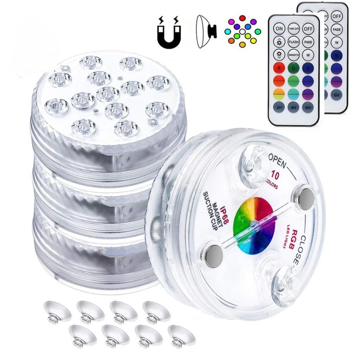 Underwater LED Pool Lights for Decoration - Multicolor, 13 LEDs (Pack of 2)