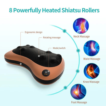 Heated Massage Pillow for Neck and Shoulder with Portable Design