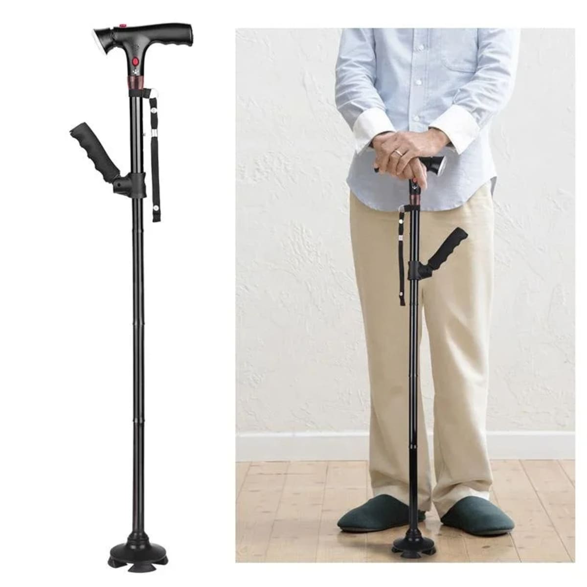 Foldable Walking Stick For Seniors with LED Light and Alarm
