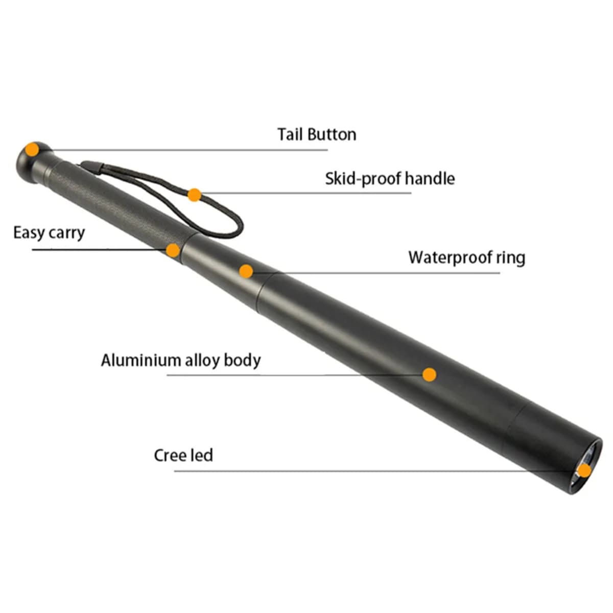 LED Tactical Baseball Bat Flashlight For Security 1005006108990199-al