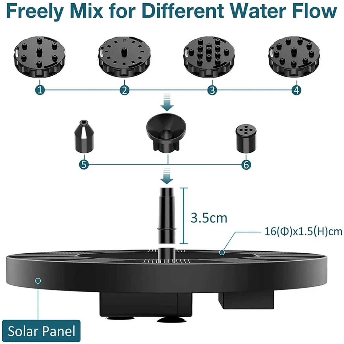 Floating Solar Powered Bird Bath Fountain - Mini, Cordless, Portable Design 260958