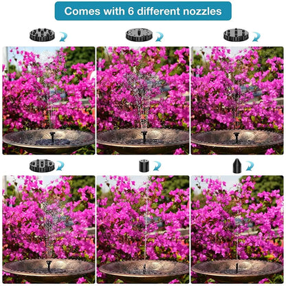 Floating Solar Powered Bird Bath Fountain - Mini, Cordless, Portable Design 260958