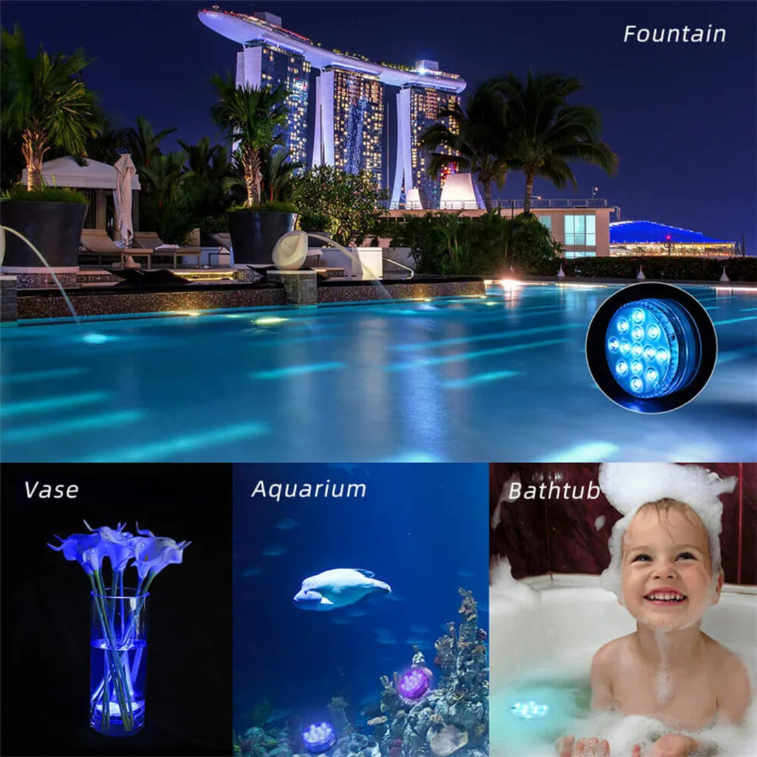 Underwater LED Pool Lights for Decoration - Multicolor, 13 LEDs (Pack of 2) 264971